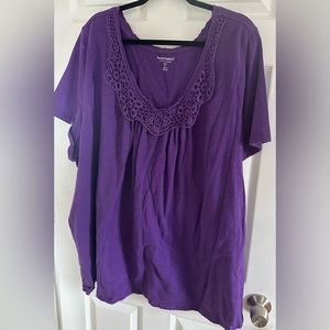 Woman Within Crochet-Trim Knit Top - Size 5X (36/38)